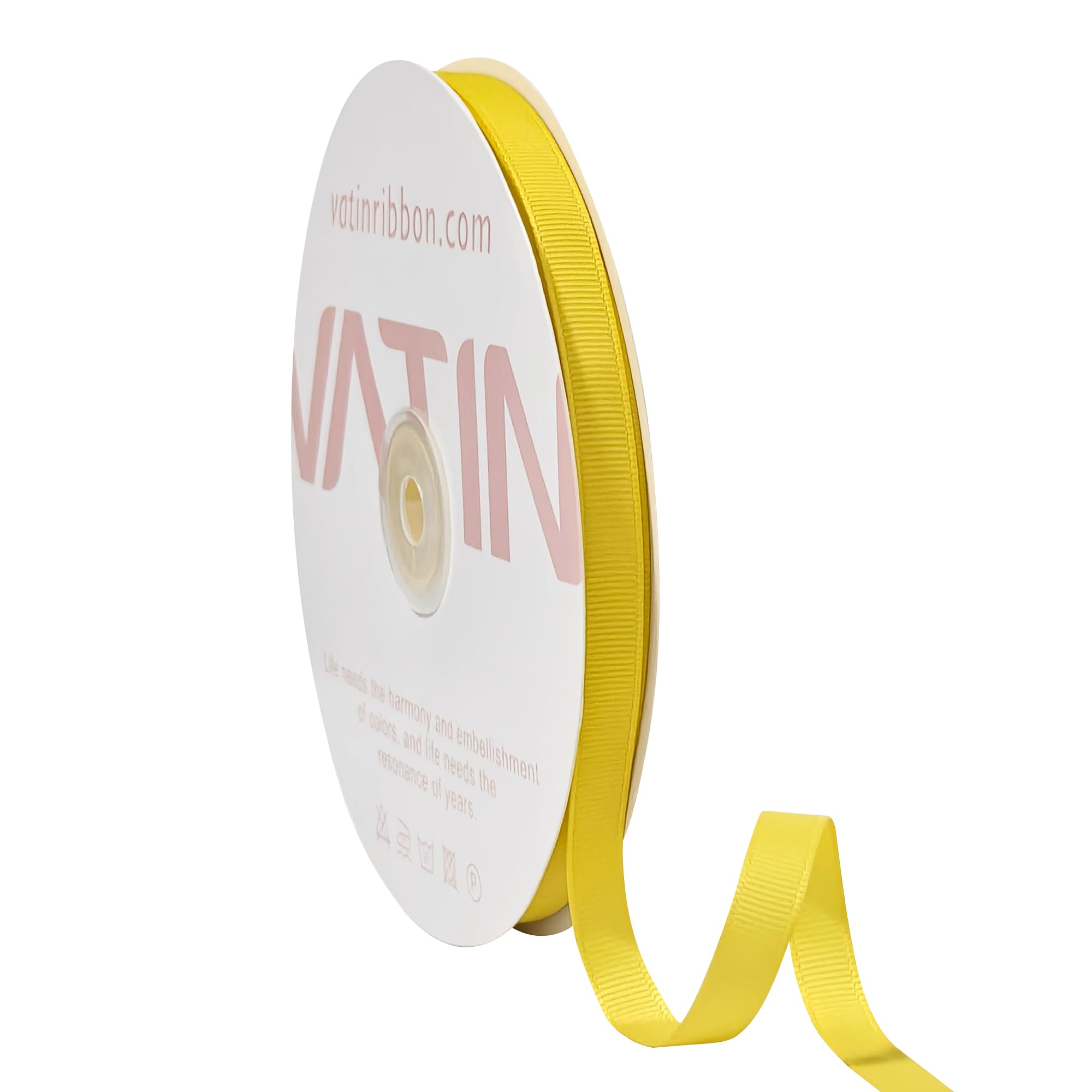 VATIN Solid 10 mm X 45 Metres Daffodil Grosgrain Ribbon 45 Metres Each Roll Perfect for Crafts, Wedding Decor, DIY Hair Accessories, Sewing, Gift Package Wrapping and More