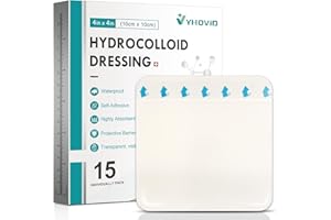 YHOVID 15 Pack Hydrocolloid Wound Dressing 4" x 4", Hydrocolloid Patch Bandages with Self-Adhesive, Bed Sore Bandages, Highly Absorbent for Burn, Blister, Acne Care, Sterile and Waterproof