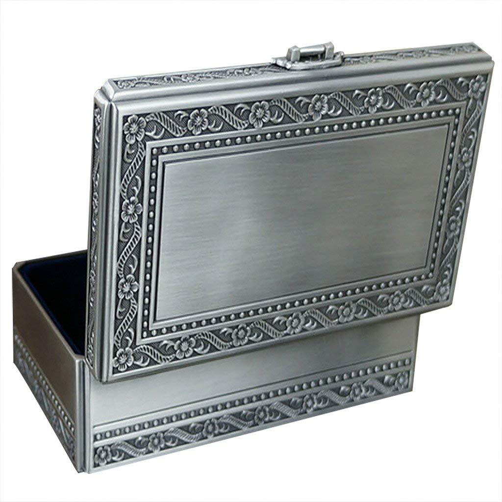 Unendlich U Infinite U Vintage Style Antique Silver Simple Patterns Carved Large Rectangle Shape Women/Girls Trinket Jewellery Box Large