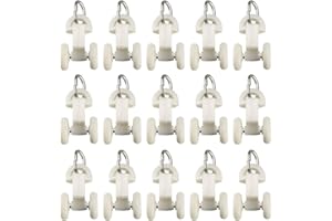 uxcell Curtain Track Plastic Twin Wheel Carriers Drapery Rail Sliding Glider for Window Shower Curtain Tracks 14mm Wheel Dia 