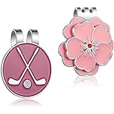 Sibba Magnetic Golf Ball Marker 2PCS Pink Aluminum Ball Markers Hat Clips with Strong Magnet Golfs Marker Clip for Cap Visor Golf Balls Hat Clip Accessories for Men Women Golfers Putting Green Bag Cap
