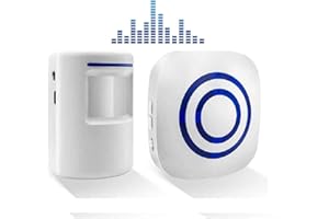Motion Sensor Door Chime Alarm - Driveway Alarm Wireless Doorbell Visitor Business Door Bell Chime with 1 Plug-in Receiver an