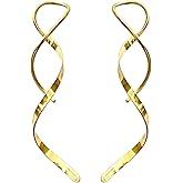 Spiral Threader Earrings for Women Handmade Twisted Curved Dangle Earrings Hand Bent Curved Hoop Earrings