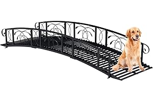 Kinsuite 8FT Metal Garden Bridge - Vaulted Iron Bridge with Safety Siderails, Outdoor Decorative Yard Arch Garden Arch Footbridges for Backyards Ponds, Creeks, Black
