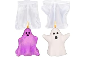 HUAKENER 2 Pack Ghost Candle Molds, 3D Halloween Candle Molds, Ghost Silicone Mold for Epoxy Resin, Candle, Handmade Soap, Halloween Decor