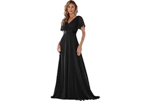 Ever-Pretty Women's Formal Dress Short Sleeve V-Neck Evening Dress Floor Length Mother of The Bride Dress 09890