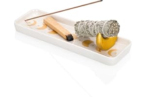 ZenBless Incense Holder Multifunction Incense Burner for Burning Palo Santo,Sage Smudge, Incense Sticks,Handcrafted Ceramic Moon Phase Insence-Stick Holder, Ideal for Spiritual Meditation Yoga Gift