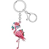 WEVENI Pink Flamingo Gifts Aesthetic Flamingo Keychain Inspirational Gifts for Women Bird Lovers Purse Bag Key Chain Charms
