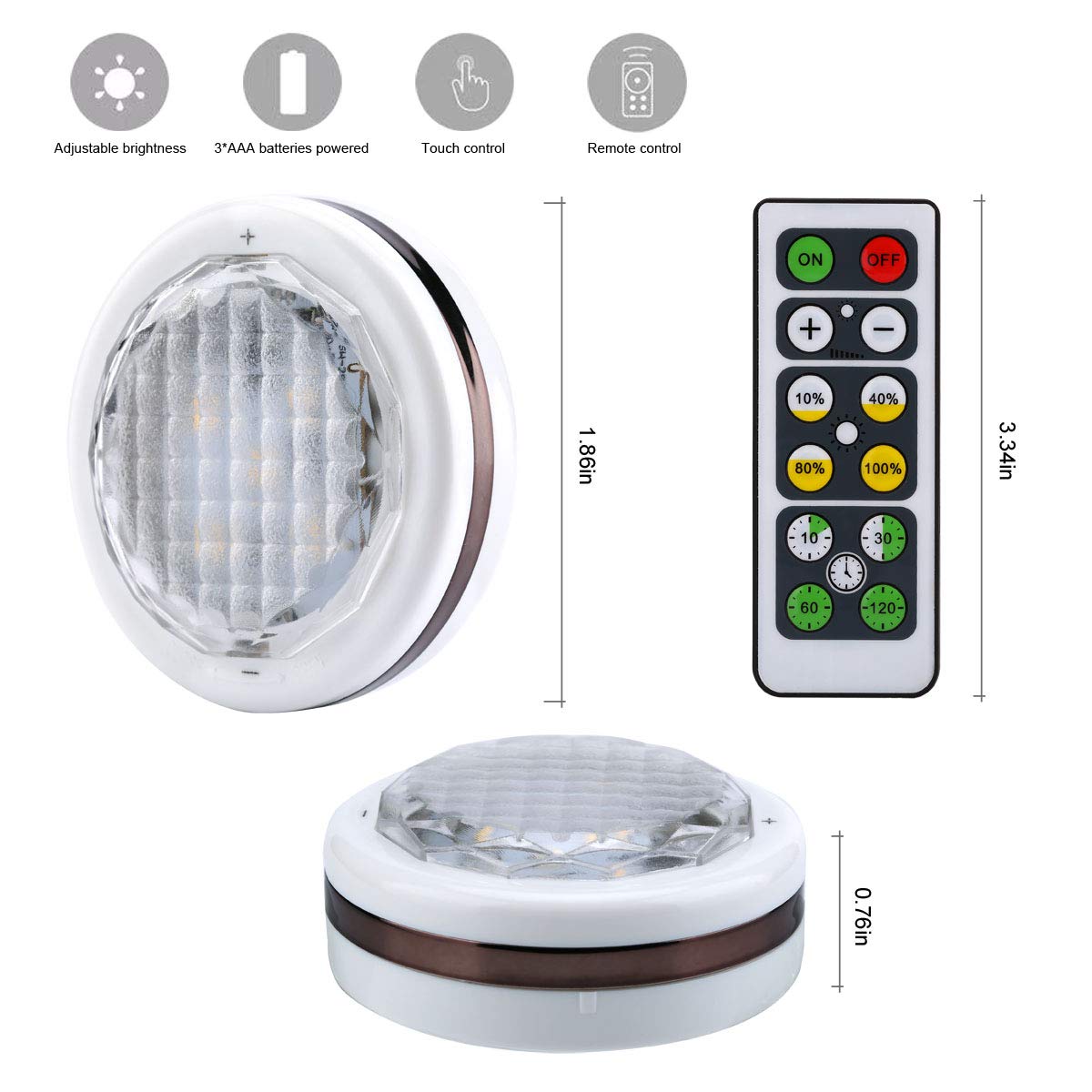 Wireless LED puck Lights with Remote Control,6pack,Dimmable Under