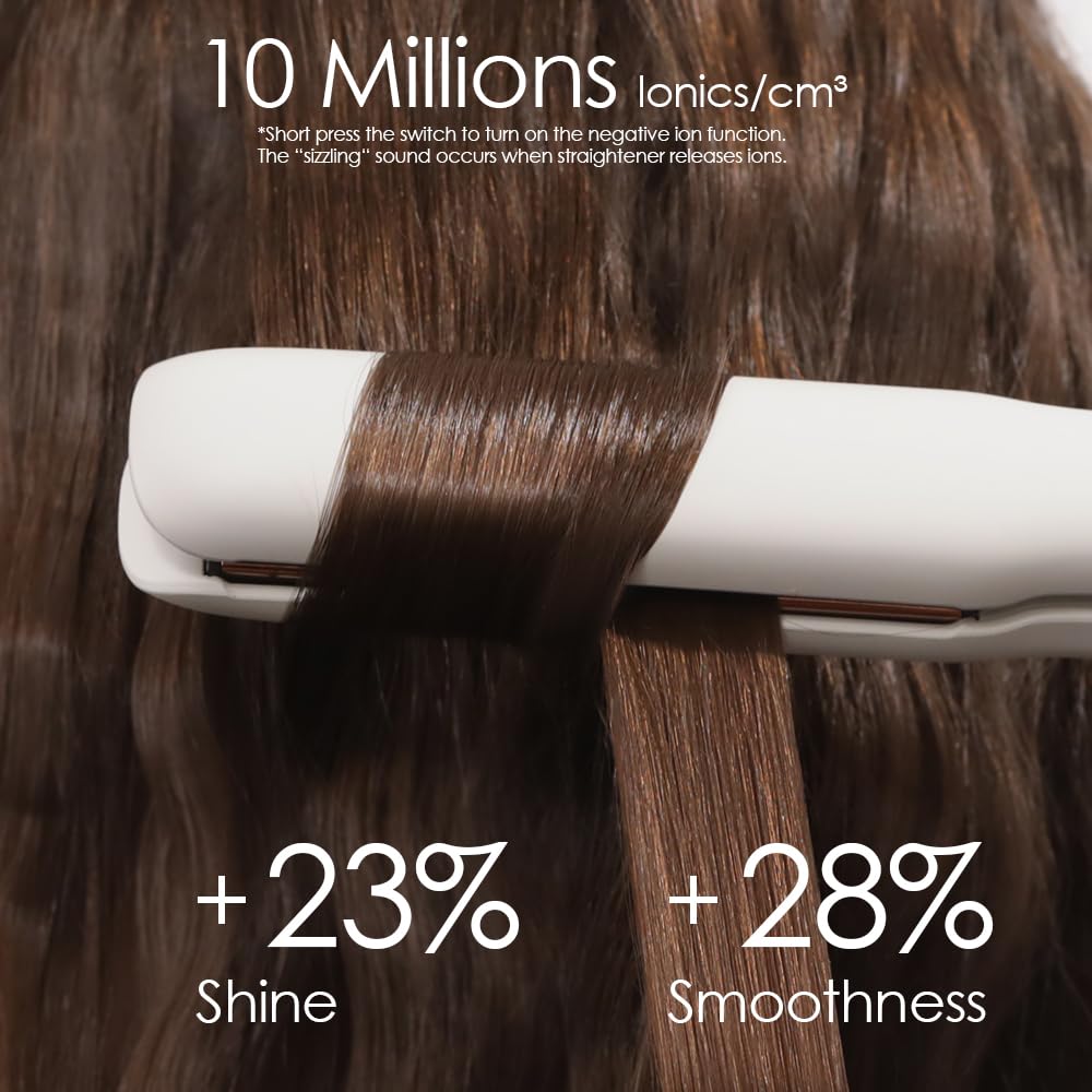 Faszin Hair Straightener, Fast Heat Titanium Flat Iron with Negative Ions to Create Sleek Style, 2 in 1 Straightener and Curler Dual Voltage Styling Tool for Professional Salon Straighten/Curl/Wave