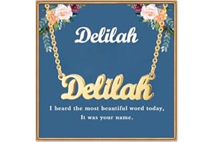 Ldurian Teacher's Day Gift Custom Name Necklace Personalized | Name Pendant Necklace Christmas Gifts | 14K Gold Dainty Name Plate Charm Necklaces Birthday Girl Jewelry Gift for Teen Girls