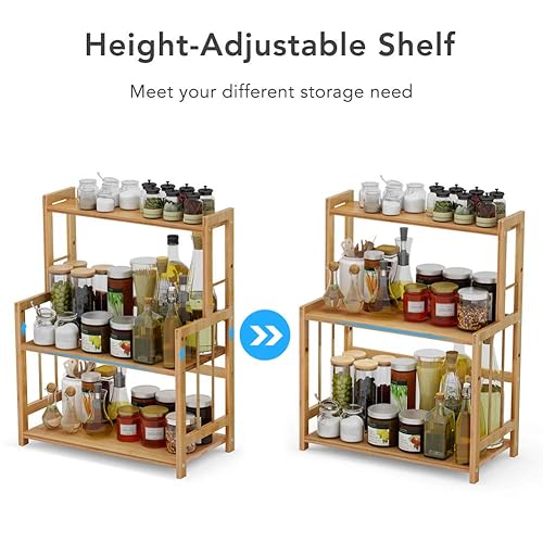 LITTLE TREE 3-Tier Spice Rack Organizer for Countertop, Bamboo
