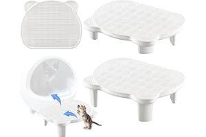 Kritkin 1 Pcs Adjustable Cat Litter Box Step, Litter Box Cat Ramp Double Layered with Filter Function Easy Clean for Old and Kitten(White)