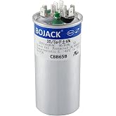 BOJACK 35+5uF 35 5 MFD &plusmn;6% 370V/440V CBB65 Dual Run Circular Start Capacitor for AC Motor Run or Fan Start or Condenser Straight