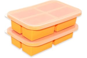Bangp 1-Cup Silicone Freezer Trays with Lid,2 Pack,Easy-Release Silicone Freezing Tray for Soup Ice Cubes,Soup Freezer Molds,