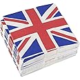 100-Pack Decorative Napkins - Disposable Paper Party Napkins with UK Flag Design - Perfect for Birthday Parties, Celebrations