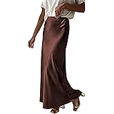 Prinbara Women's Satin Maxi Skirts Dressy Casual Zipped High Waisted Flowy Silk 2026 Spring Elegant Business Party Long Skirt
