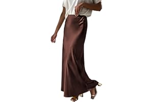 Prinbara Women's Satin Maxi Skirts Dressy Casual Zipped High Waisted Flowy Silk 2025 Fall Elegant Business Party Long Skirt