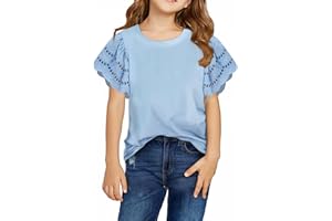 DOKOTOO KIDS Girls Summer Shirts Crewneck Ruffled Short Sleeve Blouse Tops Size 6-15 Years
