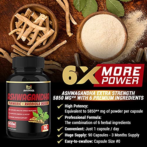 Ashwagandha Capsules 5850 mg Mood & Energy Support Supplement with