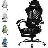 NIONIK Gaming Chair with Massage,Ergonomic PC Gaming Chair Computer Chairs with Footrest Comfortable Headrest and Lumbar Support, High Back Blackwhite