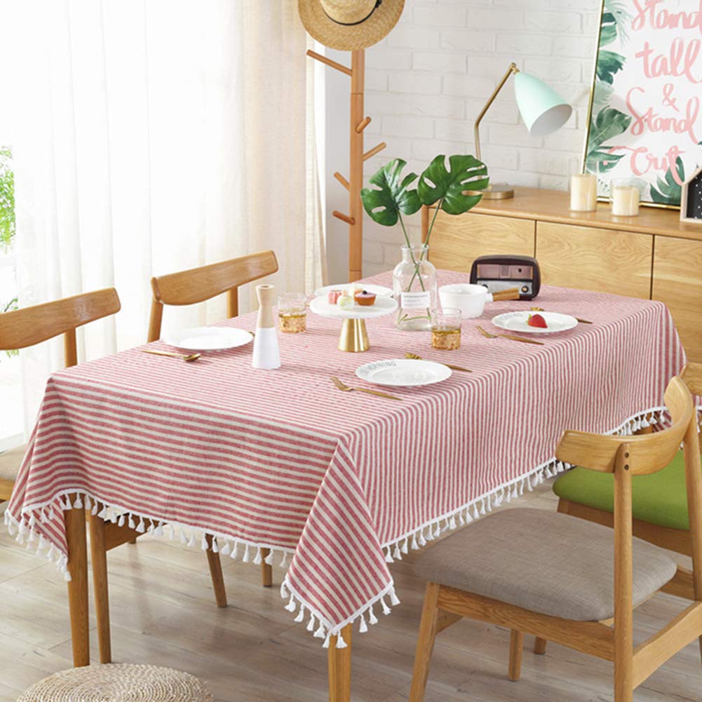 meioro Table Cloth Red White Striped Tablecloth