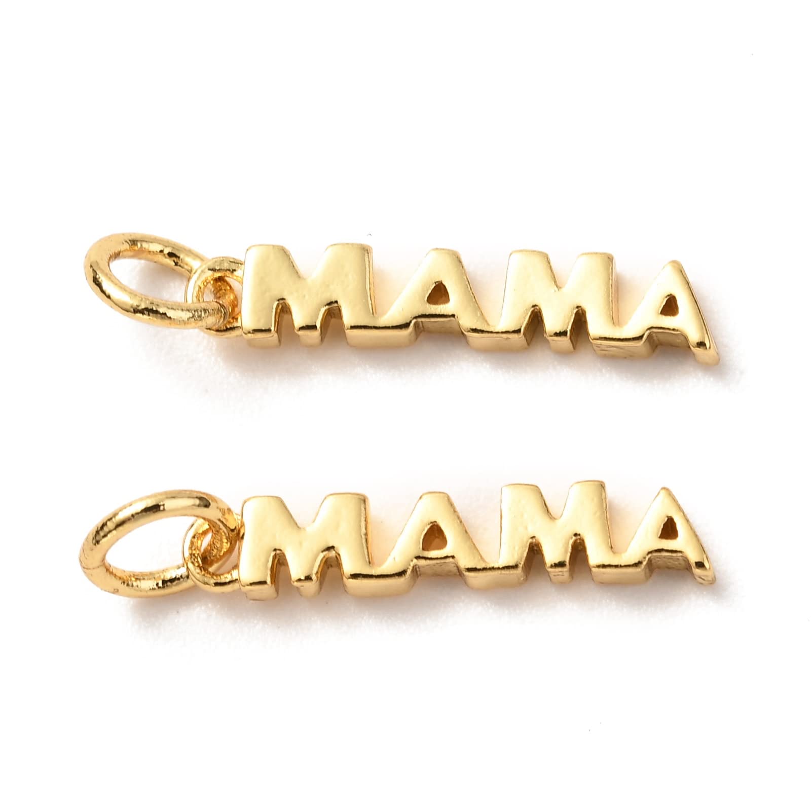Photo 1 of KitBeads 10pcs 18k Real Gold Plated MAMA Charms Brass Word Mother Pendants Love Mother Memory Ornament Charm for Jewelry Making Bulk