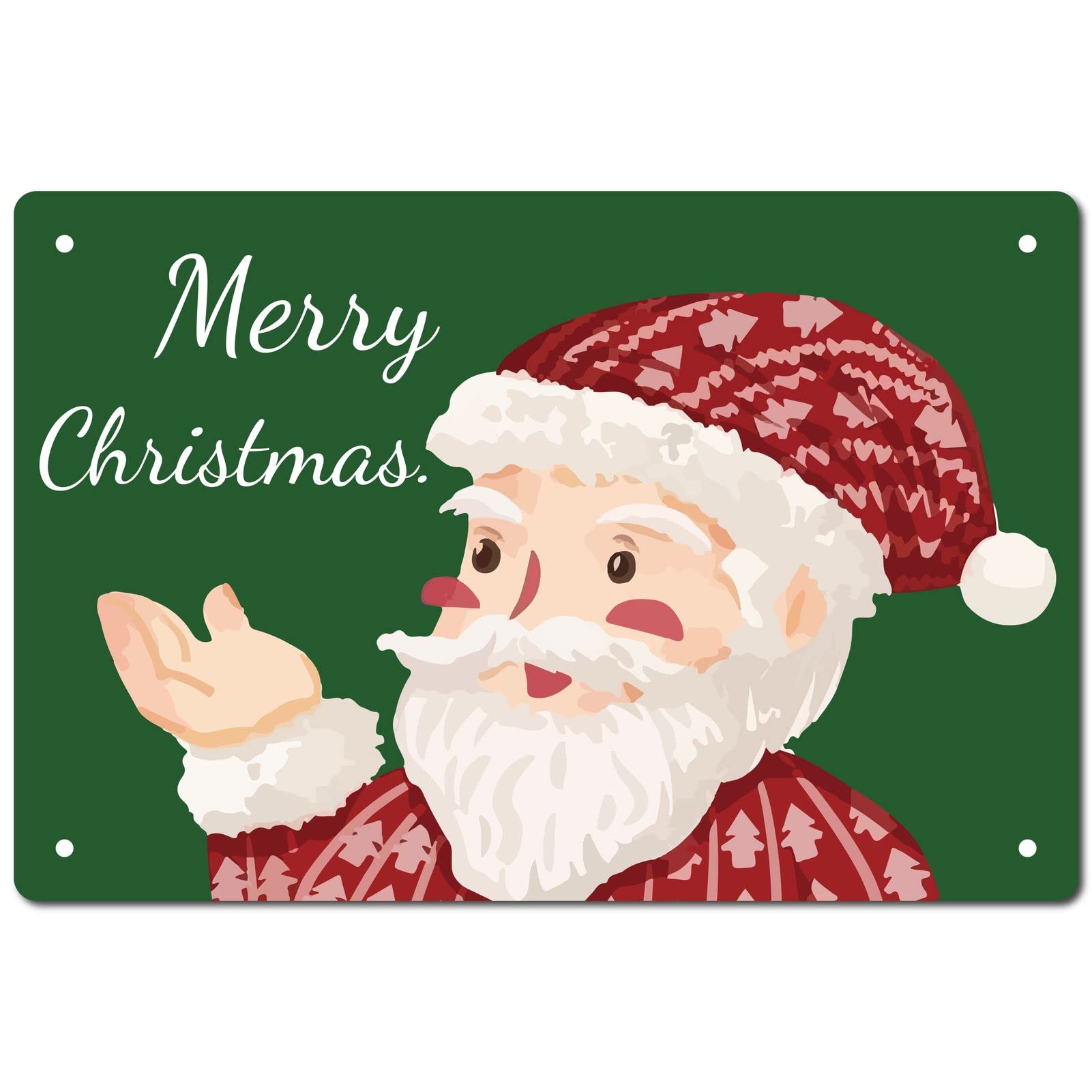 CREATCABIN Christmas Santa Claus Tin Sign Merry Christmas Holiday Funny Metal Tin Signs Vintage Retro for Plaque Poster Kitchen Garage Man Cave Bar Pub Cafe Home Wall Art Decor 12 x 8 Inch