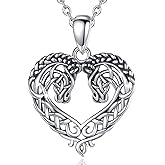 Vito 925 Sterling Silver Viking Necklace for Women Men, Viking Dragon/Wolf/Horse/Tree of Life Pendant Norse Amulet Nordic Jewelry for Men