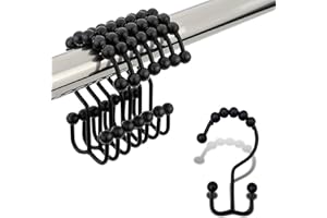 Shower Curtain Hooks - 12 Pcs Shower Curtain Rings Rust Proof Metal Double Glide Shower Hooks Rings for Bathroom Shower Rods 