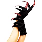 Soochat Halloween Witch Gloves with Glitter Nails Paw Gloves Performance Props Cosplay Costume Accessories Halloween Party Dress up Supplies