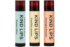 Kind Lips Lip Balm - Nourishing Organic Lip Care for Silky Smooth and Cracked Lips - Variety Scent Chap Stick and Lip Moisturizer - 100% Natural Ingredients - 0.15oz (Pack of 3)
