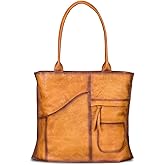 IVTG Genuinel Leather Shoulder Bags Women Vintage Handmade Tote Bag Purse Top Handle Large Capacity Satchel