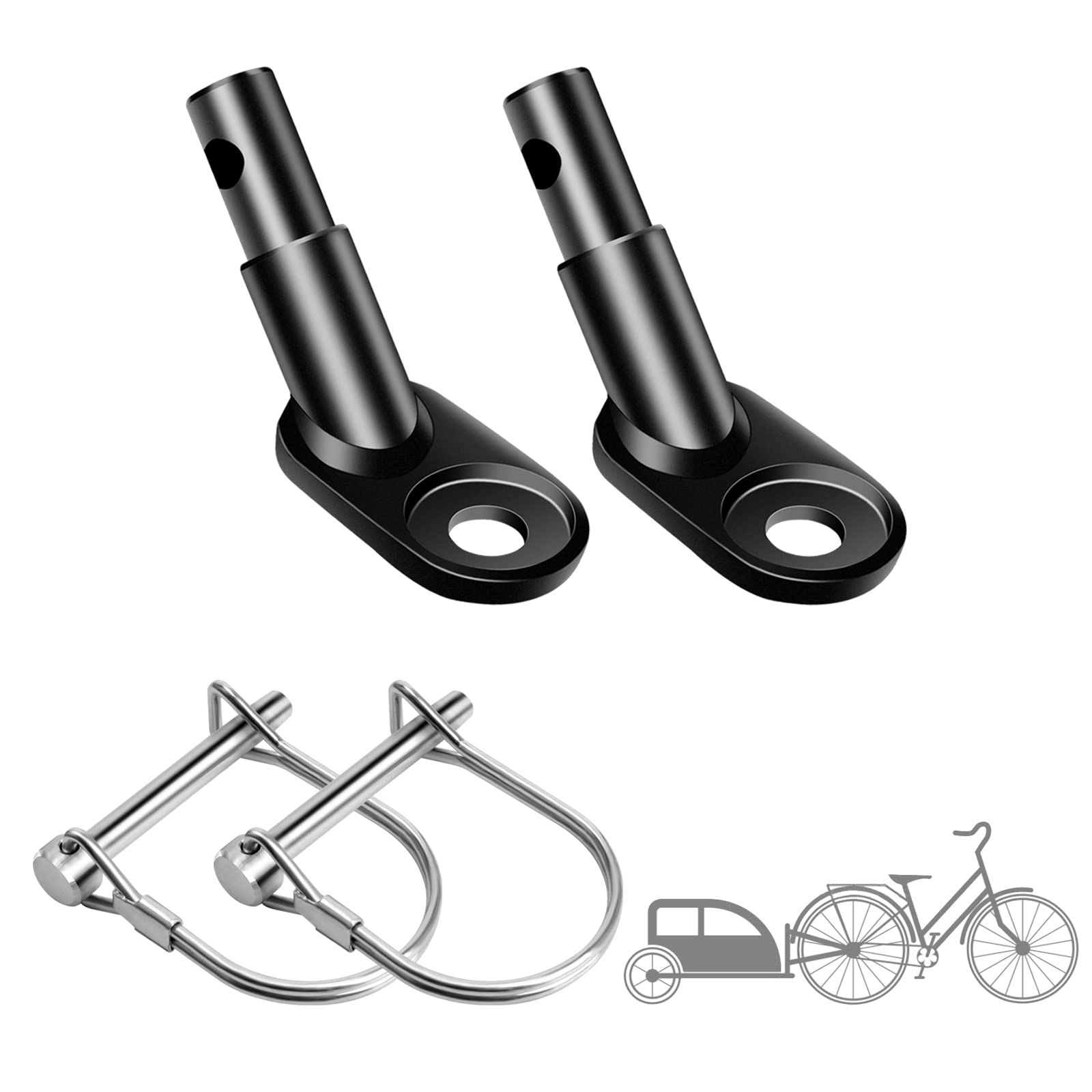 Bigxin 2 Pieces Bicycle Trailer Coupler, Stainless Steel Bike Trailer Hitch Connector with 2 Pieces Coupler Pins, Black Bike Trailer Attachment for Childern and Pet Trailers
