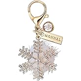 MONNEL MC687 Little Crystal Snowflake with Pompom Lobster Clasp 3D Charm for Women with Velvet Bag (Gold,1 Piece)