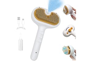 ENUKYCOM 2025 Pet Grooming Brush with Spray for Cats & Dogs; Water/Mist/Steam Brush for Cat & Dog; 4in1: Self Cleaning, Anti Static Shedding Spray Comb, Hair Removal, Misting Indoor Steamy Grooming Brush