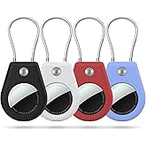 Pautas 4 Pack Protect Case Compatible with Apple AirTag (Gen1&2), Secure GPS Tracker Holder with Wire Cable Shockproof & Anti-Theif Suitable for Keychain, Keys, Luggage, Bags and Kids