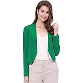 Allegra K Women's Work Office Blazer Collarless Business Casual Suit Jacket Cropped Blazer