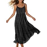 YESNO Summer Bohemian Floral Dresses for Women Spaghetti Straps Maxi Dress Casual Flowy Dresses with Pockets ES0