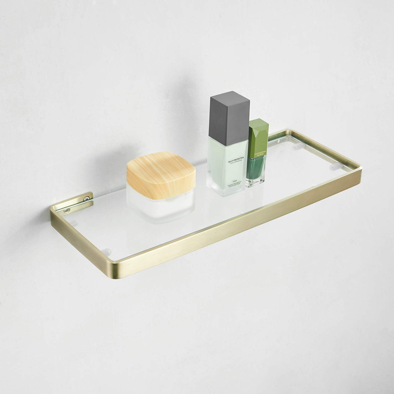 Kelelife 35cm Glass Bathroom Shelf, Matte Gold