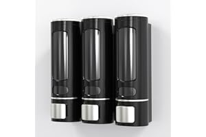 Solopen Shampoo and Conditioner Dispenser Shower soap Dispenser No Drill Wall-Mounted Easy Installation for Bathroom Hotel Large Capacity Black (Shampoo Dispenser 3 Chamber)