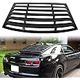 MODILOVER Rear Window Louver, Compatible with 2010-2015 Chevy Camaro, ABS Plastic Unpainted Black Back Window Windshield Sun Shade Cover Vent