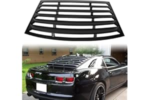 MODILOVER Rear Window Louver, Compatible with 2010-2015 Chevy Camaro, ABS Plastic Unpainted Black Back Window Windshield Sun Shade Cover Vent
