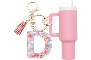 Altally Mini Tumbler Keychain Chapstick Holder,Cute Stanley Cup Charms For Backpack Initial Letter Keychains For Women Girls