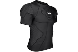 TIAXU TIAXU Men's Padded Shirt Football Chest Rib Protector Heart Sternum Guard Compression Shirt with Shoulder Back Rib Pads
