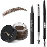LAVONE Eyebrow Kit, Waterproof Brow Pencil,Pomade, Eyeliner - Dark Brunette | 4-in-1 brow kit, long-lasting,smudge-proof, waterproof eyebrow pen, pomade, eye liner, brow brush, creates natural full brows