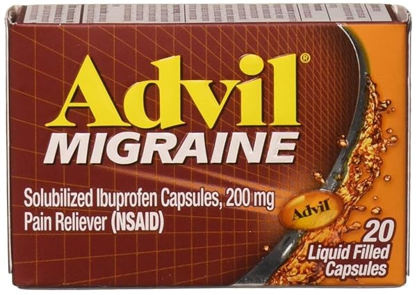 ADVIL MIGRAINE LIQUID FILLED CAPSULES 20CT 200MG ADVANCED MEDICINE FOR PAIN (PACK OF 2)