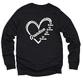 Grandma Custom Long Sleeve Tee, Personalized Grandma Leopard Heart With Kids Names Shirt, Tee, Grandma Heart Sweater, Grammy Long Sleeve, Grandma Tee