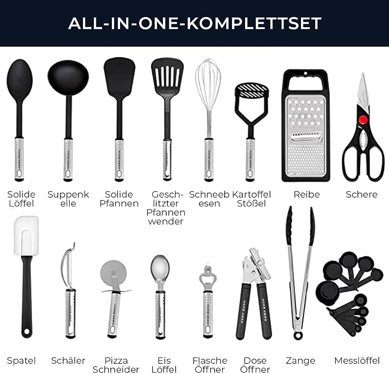 25-Tlg Küchenutensilien-Set aus Nylon Hitzebeständig — Foto 3 von 8