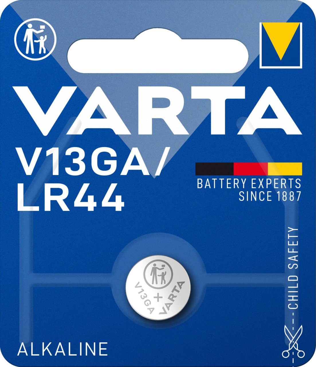 VARTA Batteries Electronics V13GA Alkaline button cell battery 1-pack, Button cells in original blister pack of 1